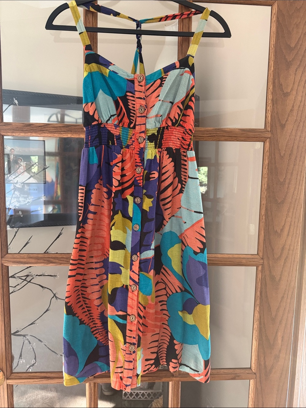 Vibrant Multi-Color Tropical Print Mini Dress